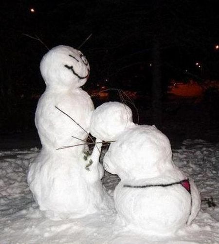 搞笑好玩的平凡雪人雪景