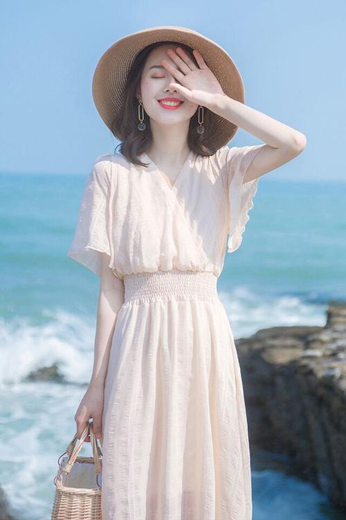 夏新款韩版女装很仙的法国a字短袖高腰连衣裙超仙中长款仙女长裙