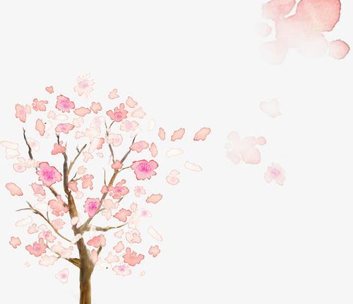 手绘开花的树免抠素材免费下载_觅元素51yuansu.com