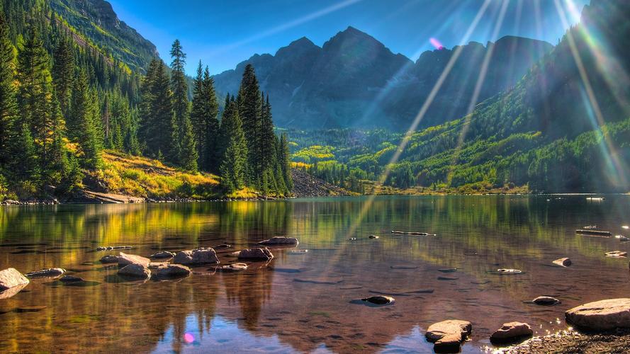 山湖阳光-美丽风景壁纸