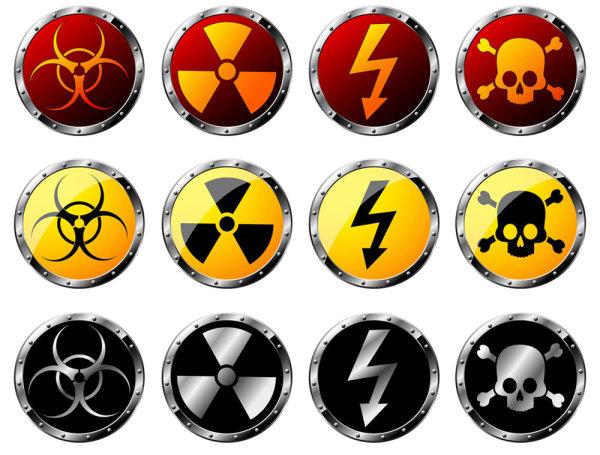 核辐射危险警告标志矢量素材,核辐射,放射物,危险,警告牌,标志,图标