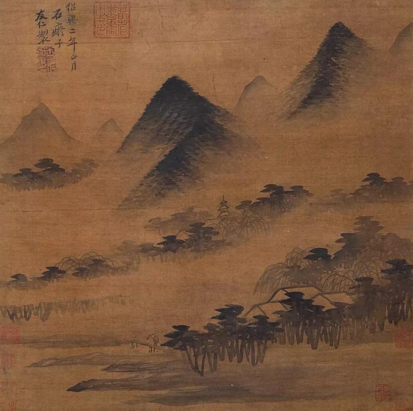 米友仁《云山图》,绢本水墨,39×39cm