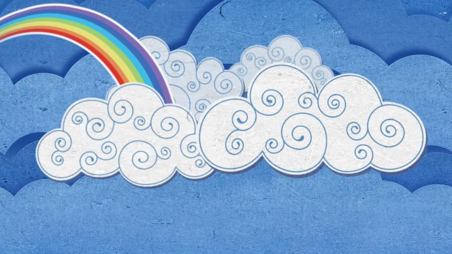 卡通彩虹云朵背景视频