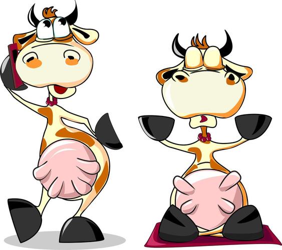 有趣的牛,可爱的卡通牛,为您设计矢量图图片