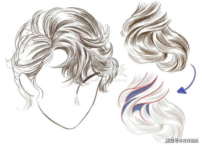 如何画出不同角度的人物发型_头发