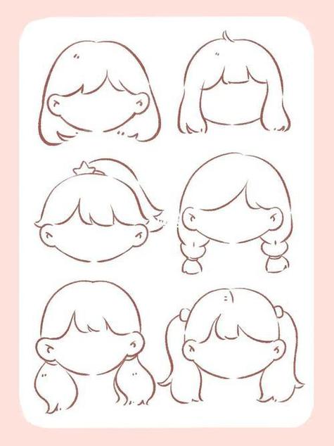 小女孩动漫简笔画头发头发的简单画法 - 头发简笔画教程头发图片简笔