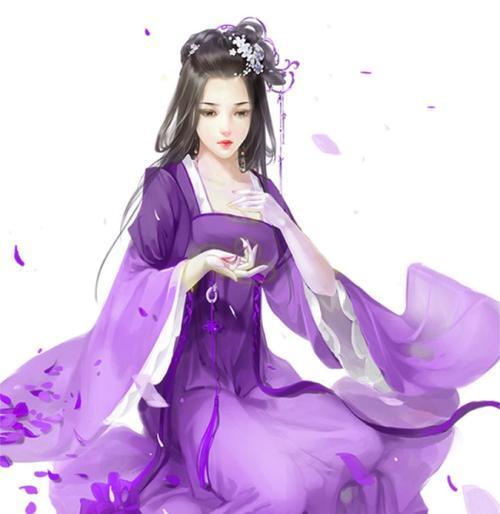 紫色古风美人简笔画
