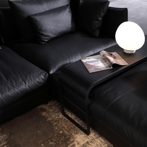 极简真皮沙发头层牛皮北欧轻奢现代沙发组合黑色皮艺沙发