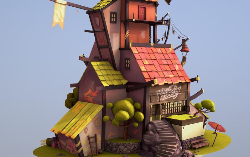 maya游戏小场景房子建模全流程