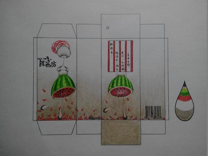 手绘饮料包装设计图