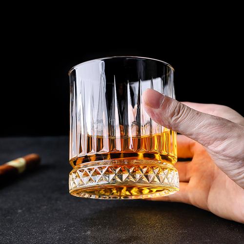 酒杯日式水晶玻璃洋酒古典条纹威士忌酒吧伏特加酒杯