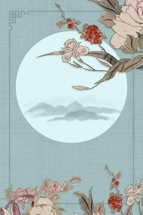 古风中式工笔画古典中国风背景海报