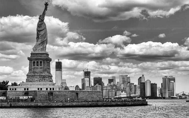 美国纽约城市风光黑白风景桌面壁纸高清大图预览1920x1200_风景壁纸