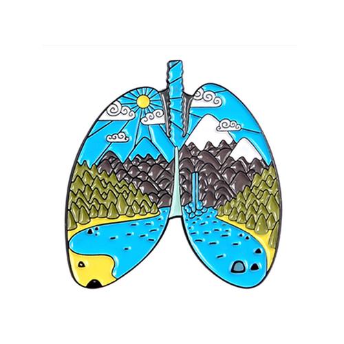 个性设计健康的肺是美丽的大自然赋予的创意胸针 呼吁爱护大自然