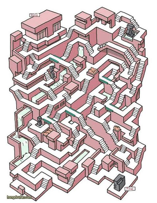 立体建筑在线迷宫游戏地图图片a4可打印