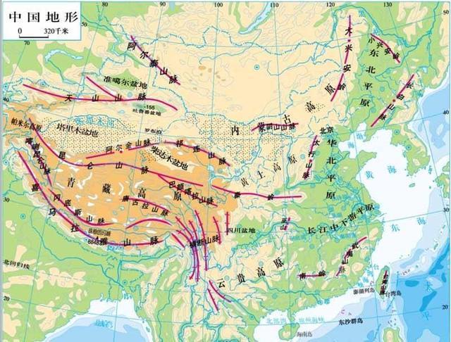 中国主要山脉"山脉"的形成通常是由于规模巨大的板块运动,我国的山脉