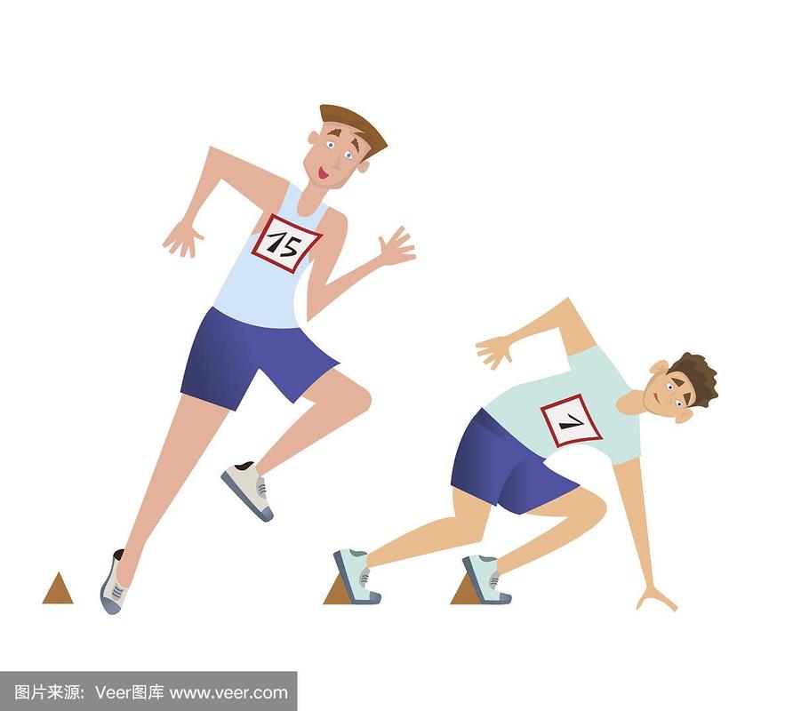 运动员短跑运动员开始.两个人在赛跑比赛的起点.