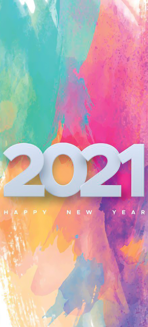 2021新年创意水彩背景图,节日-手机壁纸