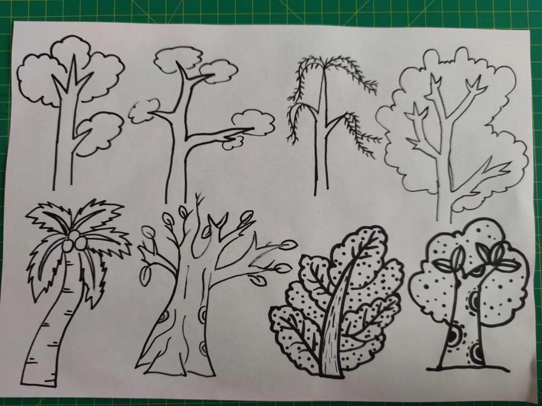 儿童简笔画——树 本周讲到了人美版小学二年级美术第二课《身边的树