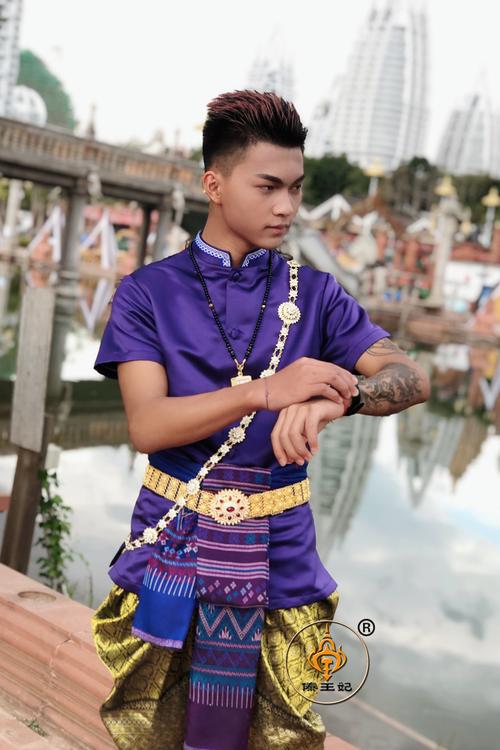 傣王妃服饰泰国传统男装傣族泼水节盛装套装立领民族服装