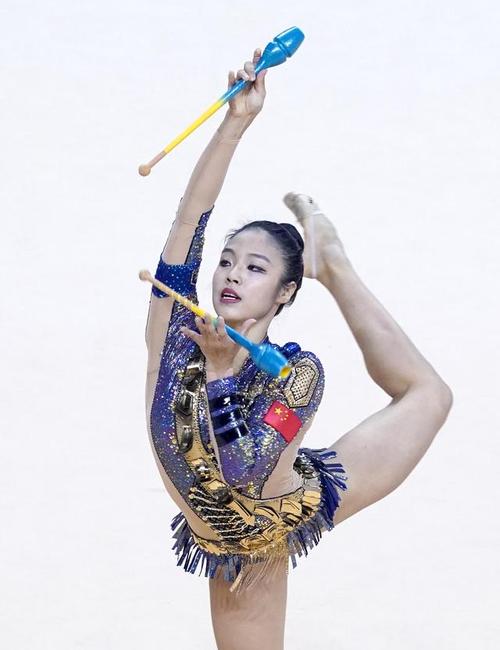 2020年全国艺术体操冠军赛成年个人棒操比赛中,山西队选手赵雅婷以21