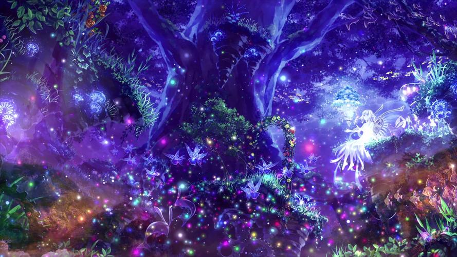 唯美粒子梦幻森林精灵仙女3k高清视频素材