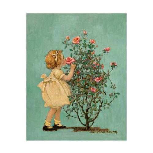 杰西史密斯儿童女孩玫瑰花简美人物定制定做油画油画