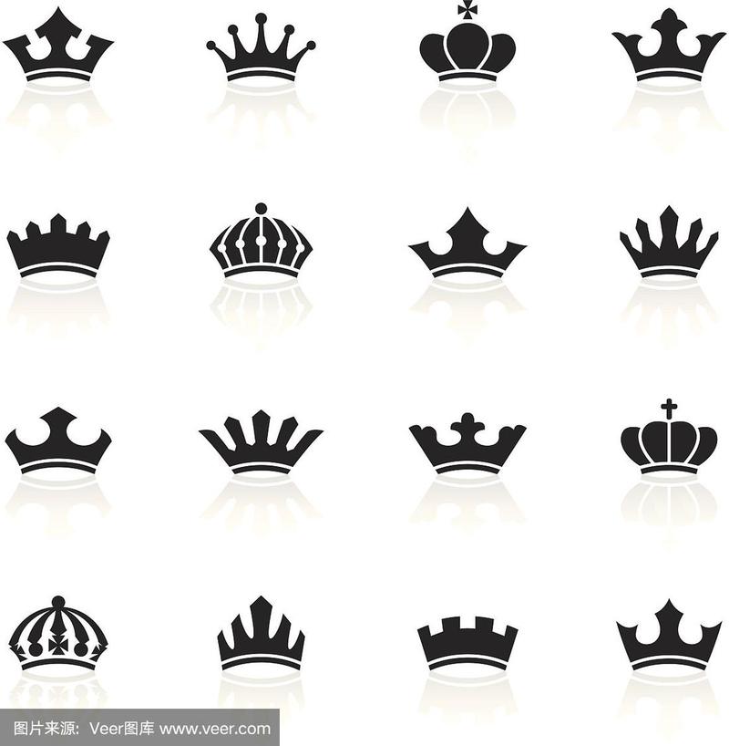 王冠,黑色,符号,卡通,宏伟