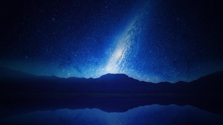壁纸山,满天星斗的天空,银河,夜间高清:宽屏:高清晰度:全屏