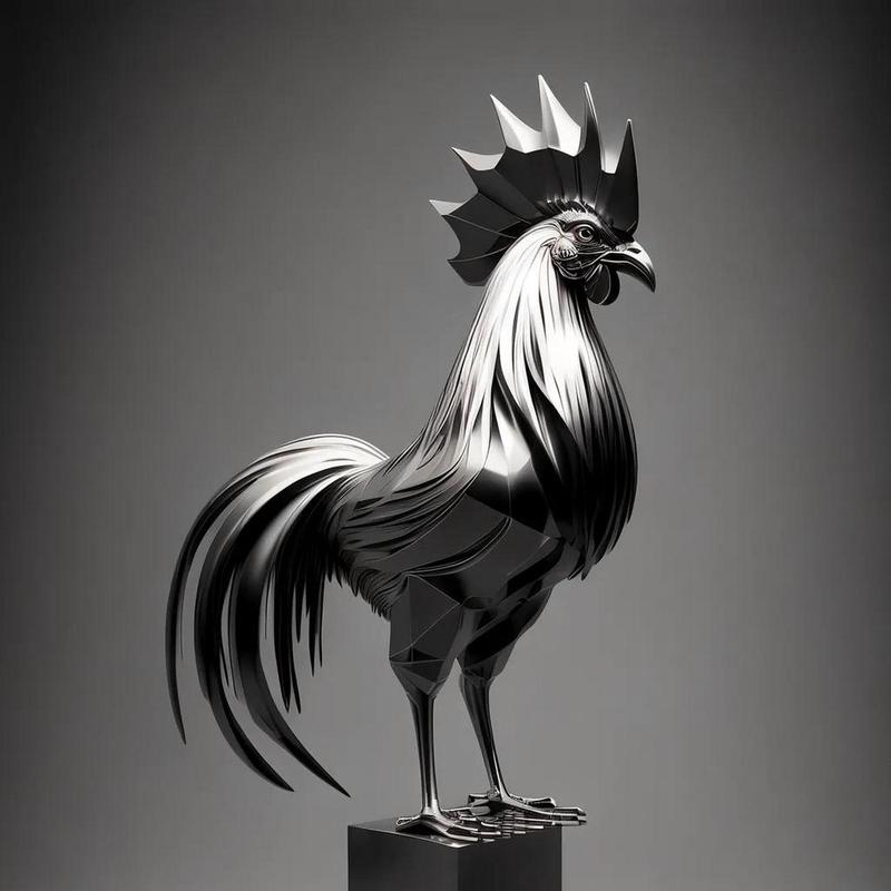不锈钢镜面公鸡雕塑艺术设计理念  不锈钢镜面公鸡雕塑是一种特殊的
