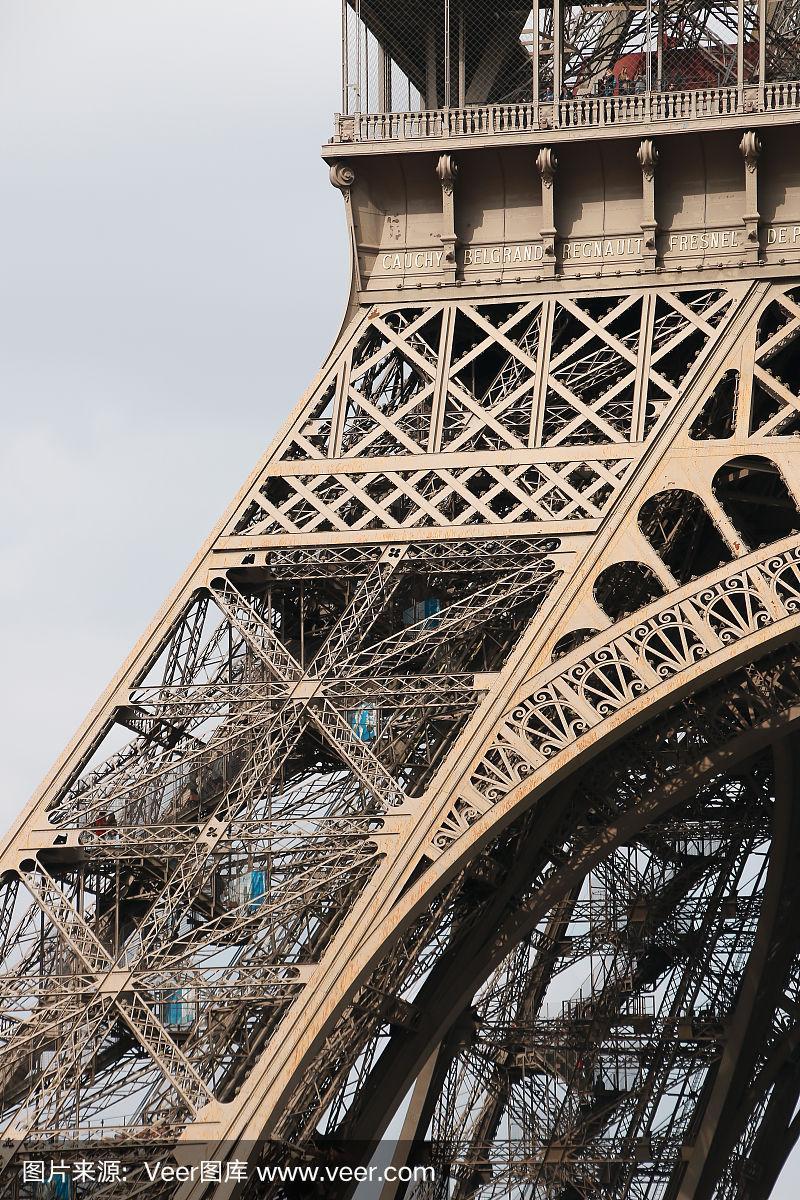 埃菲尔铁塔建筑细节,巴黎,法国,欧洲.