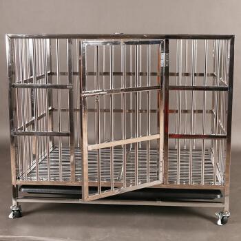 加粗加厚不锈钢折叠狗笼子大中小型犬宠物笼寄养笼纯白钢宠物用品 长