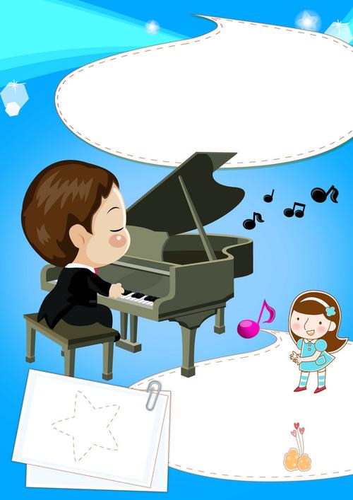琴行艺术卡通钢琴dm宣传单psd素材