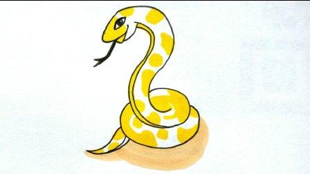 宝宝爱画画第四十课 儿童简笔画黄金蟒教程, 如何画卡通蛇视频步骤