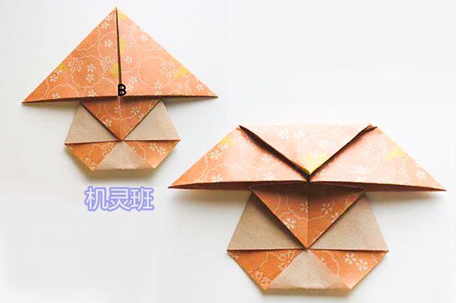 儿童简单折纸:正方形彩纸折蘑菇(步骤图解)