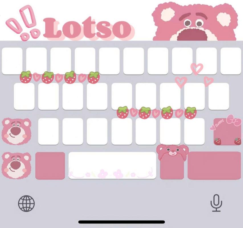 苹果草莓熊键盘皮肤来咯~ 两张苹果键盘的草莓熊,图一是 ,图二是 .