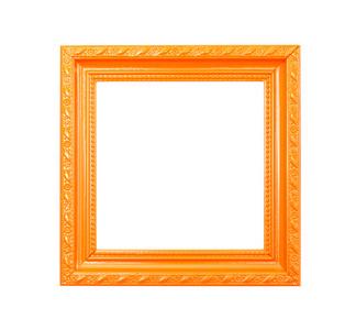 在白色背景上的橙色复古相框照片