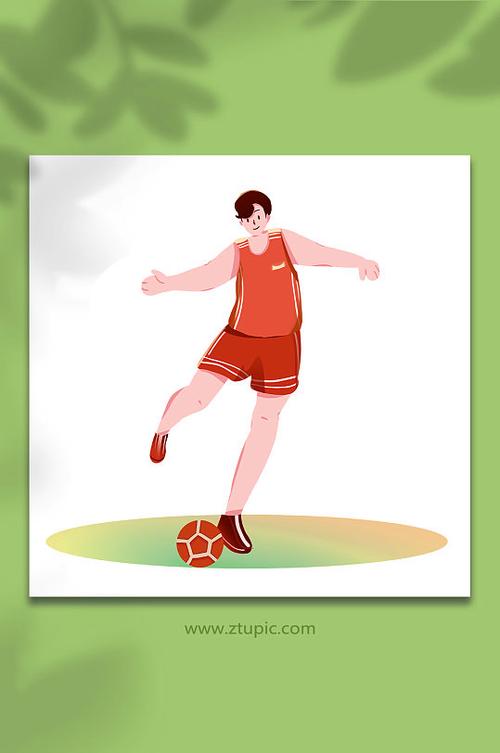 运动员踢足球运动扁平化体育运动人物插画