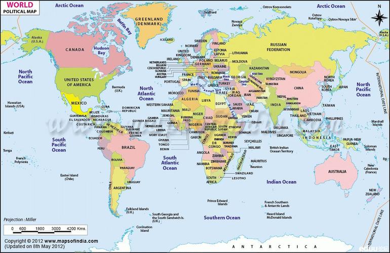 世界上各个国家的地图都一样吗