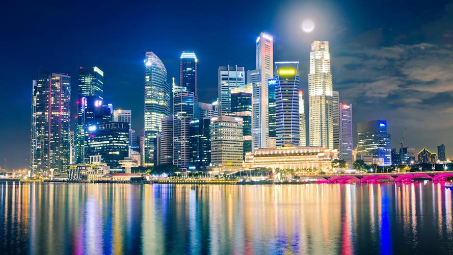 新加坡城市夜景风景图片电脑桌面壁纸下载