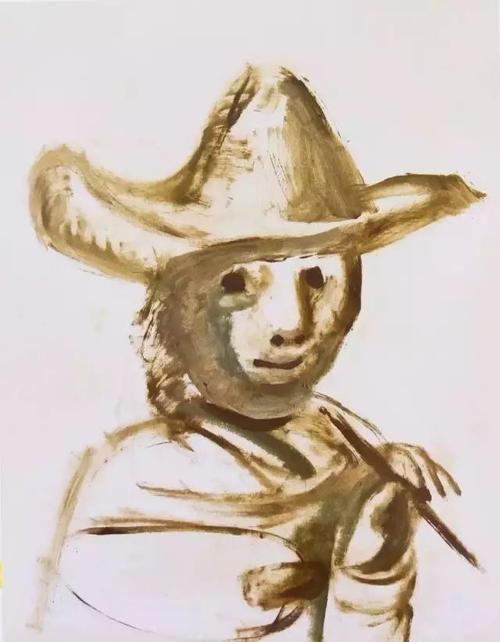 《自画像,年轻的画家》1972年  毕加索 91岁画