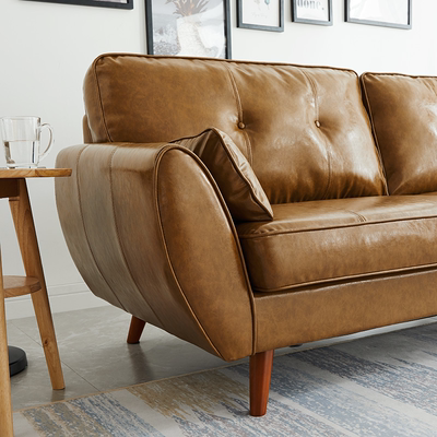 休闲皮沙发组合客厅三人位现代简约北欧美式小户型皮艺沙发家具