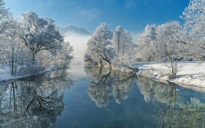 德国巴伐利亚冬天雪景