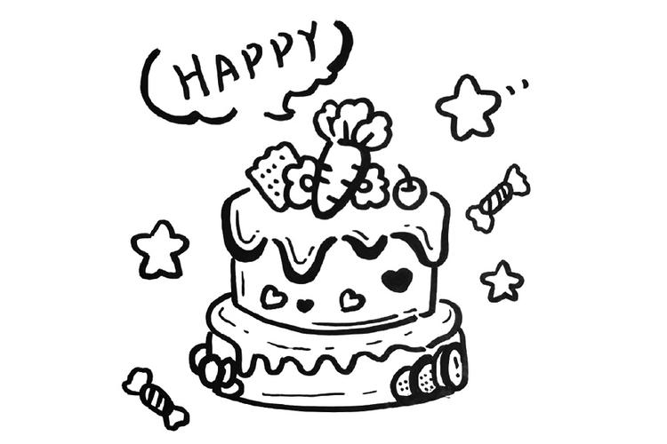 生日,鲜花,蛋糕 四张漂亮的节日简笔画图片-图2