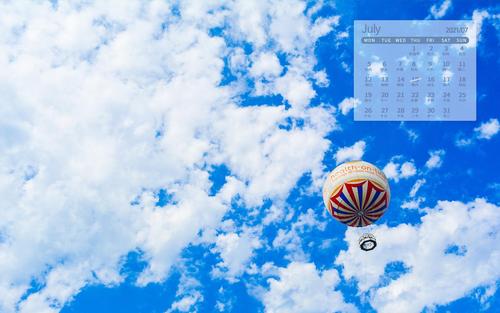 2021年7月浪漫热气球唯美意境日历写真,月历壁纸-回车桌面