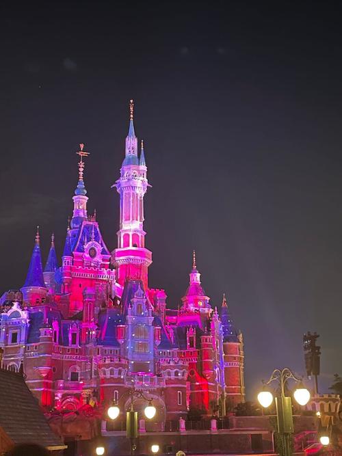 上海的迪士尼城堡夜景