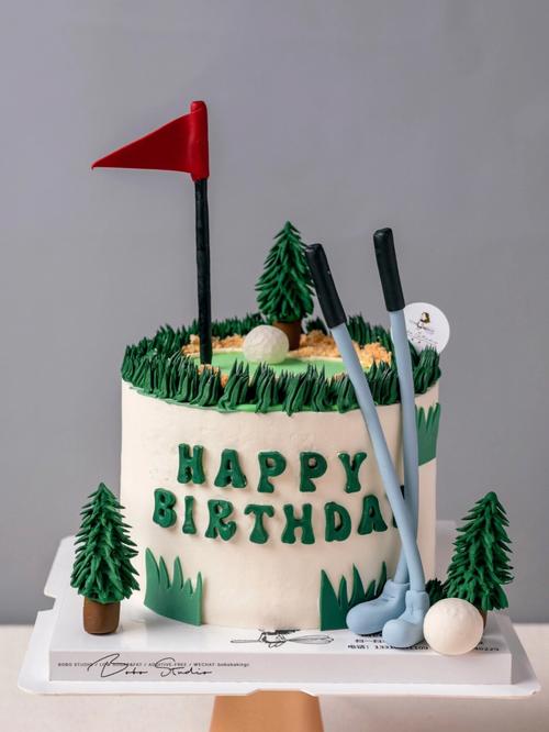 高尔夫球主题蛋糕7515纯手工翻糖制作享受一杆进洞的喜悦给高尔夫