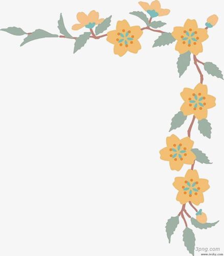 黄色手绘花朵装饰边框png素材透明免抠图片-装饰效果-三元素3png.com