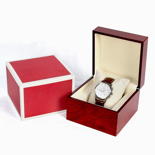 厂家现货高档手表盒子木质哑光红色手表包装盒大气翻盖首饰手表盒