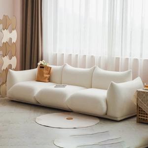 arflex设计师羊羔绒布艺直排沙发小户型简约北欧日式落地侘寂风格